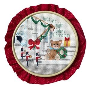 Vintage 'Twas The Night Before Christmas' Cross Stitch Holiday Decor‎